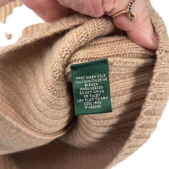 Lauren Ralph Lauren Women's Lambswool Sweater Mock Front Zip Tan Size Small - Picture 9 of 10